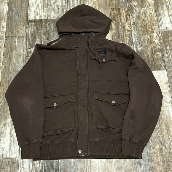 The North Face Lower East Side Choco brown Fleece Lined Full Zip Jacket Sz Large - Picture 1 of 3